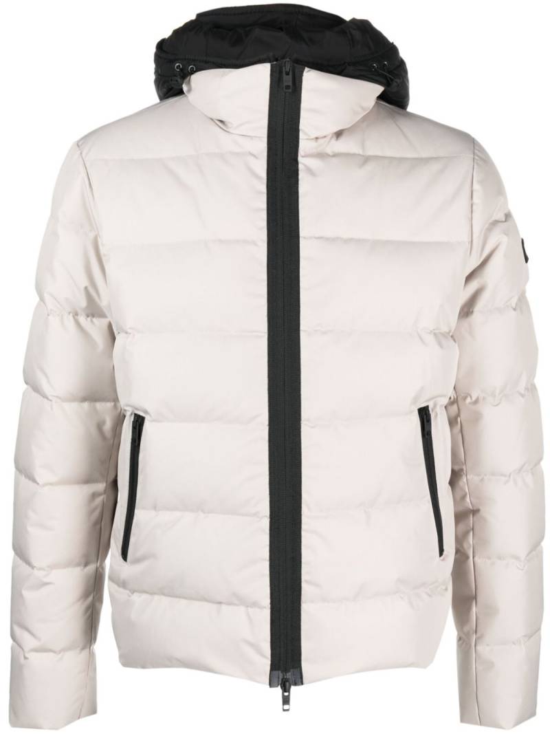 Fay logo-patch padded hooded jacket - Neutrals von Fay