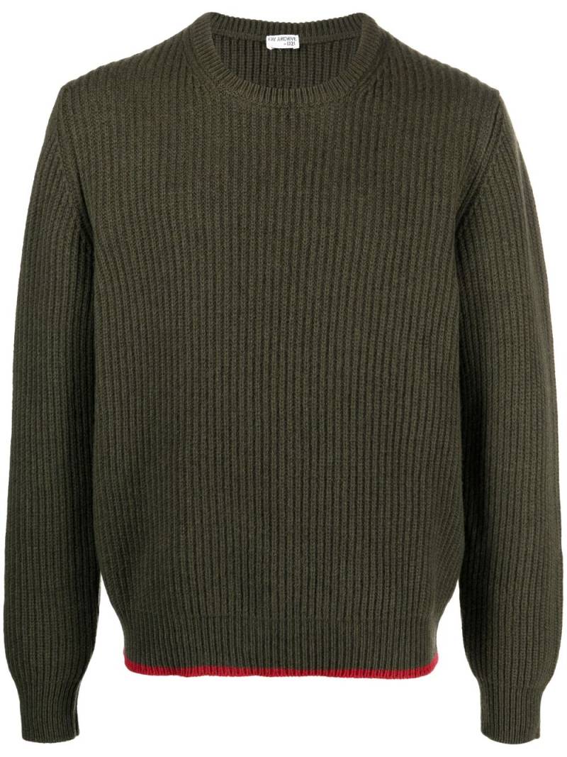 Fay logo-patch ribbed-knit jumper - Green von Fay