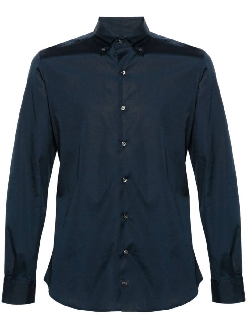 Fay plain cotton shirt - Blue von Fay