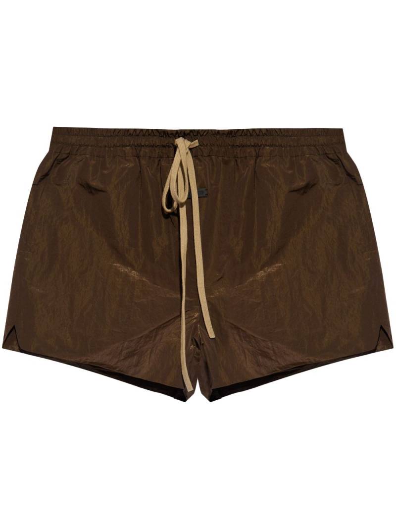 Fear Of God lamé-effect drawstring track shorts - Brown von Fear Of God