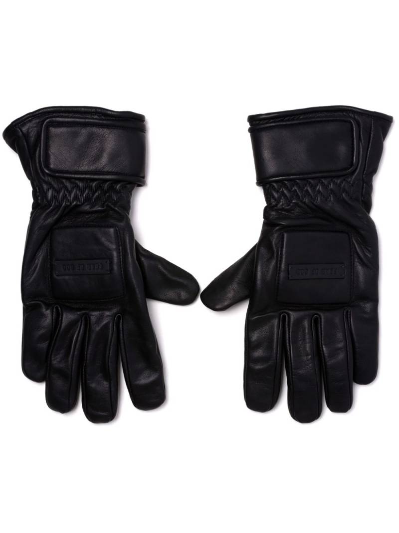 Fear Of God logo-plaque leather gloves - Black von Fear Of God