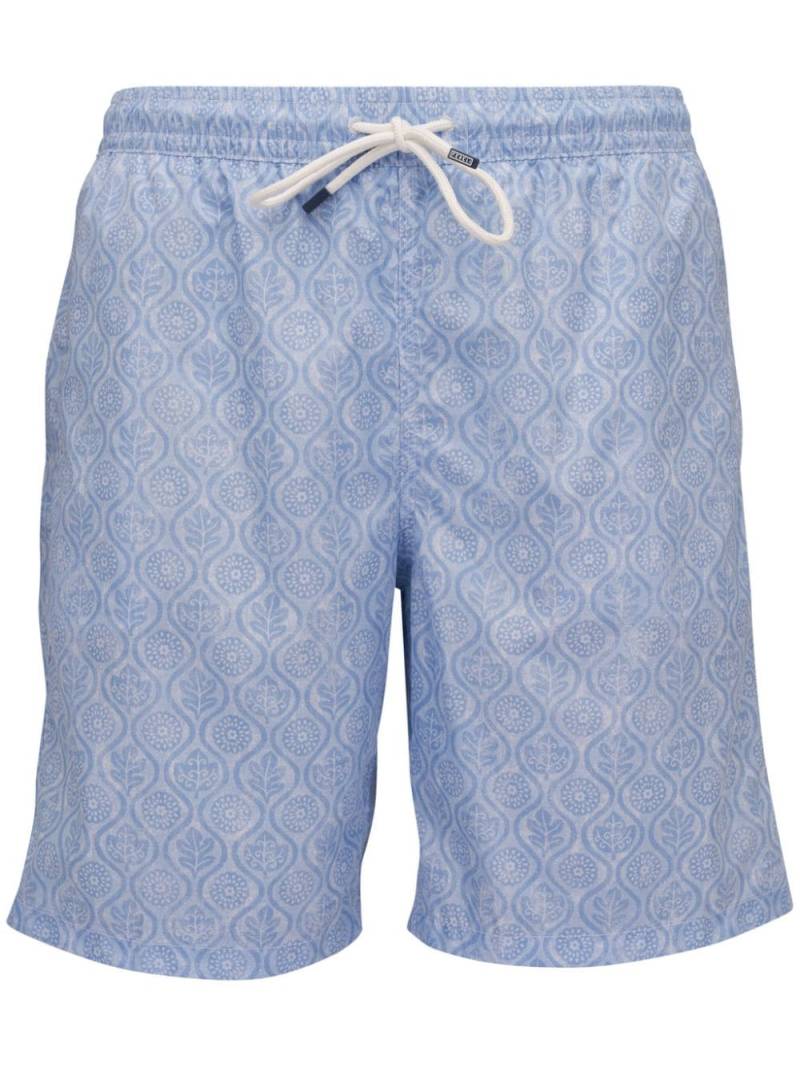 Fedeli floral-print drawstring swim shorts - Blue von Fedeli