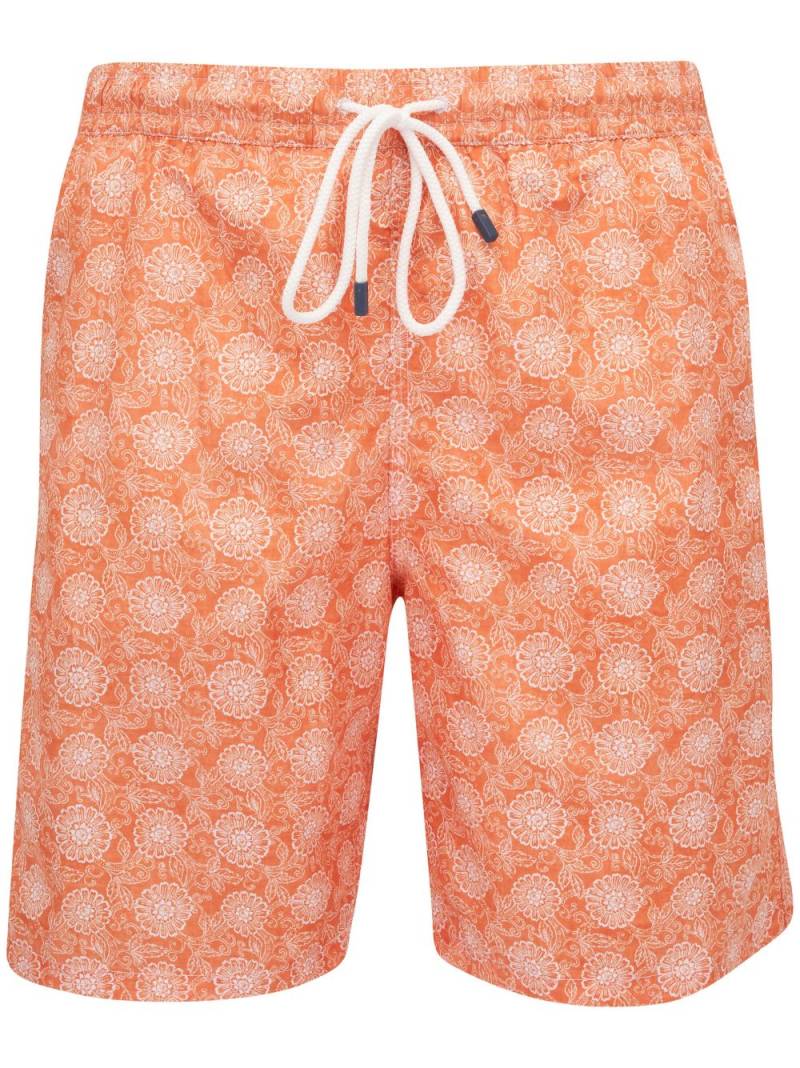 Fedeli floral-print swim shorts - Orange von Fedeli