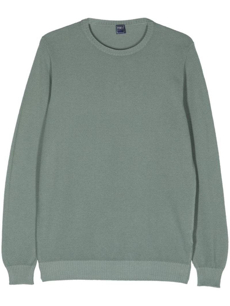 Fedeli honeycomb-knit cotton jumper - Green von Fedeli