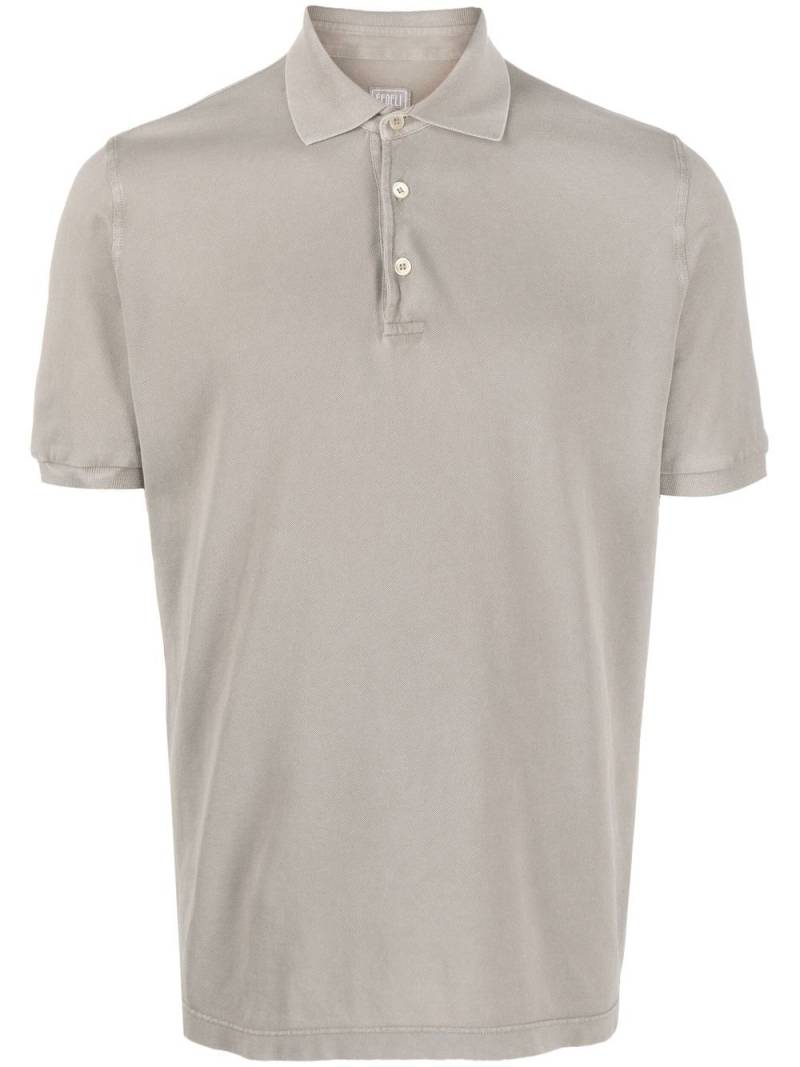 Fedeli piqué-weave cotton polo shirt - Neutrals von Fedeli