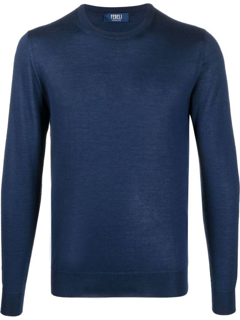 Fedeli ribbed crew neck jumper - Blue von Fedeli