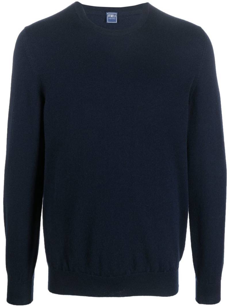 Fedeli round-neck fine-knit jumper - Blue von Fedeli