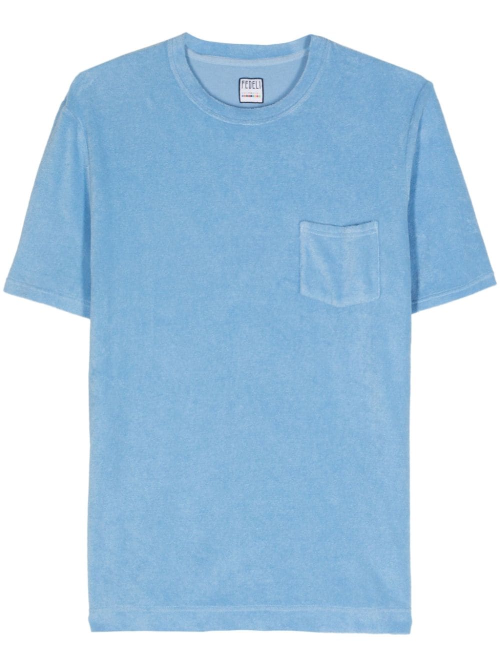 Fedeli terry-cloth effect cotton T-shirt - Blue von Fedeli