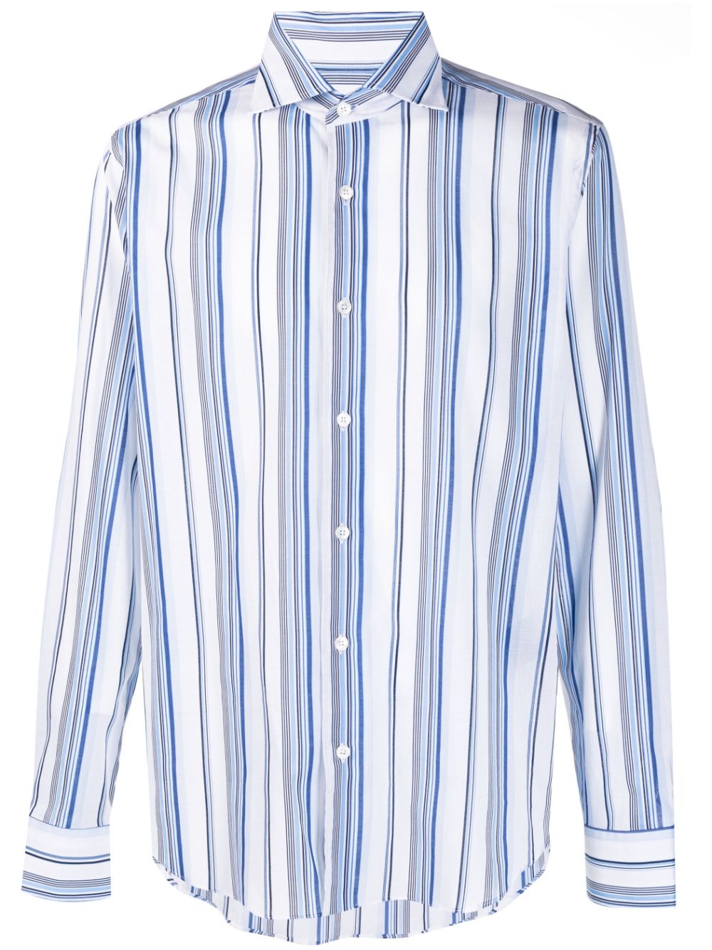 Fedeli vertical-stripe long-sleeve shirt - Blue