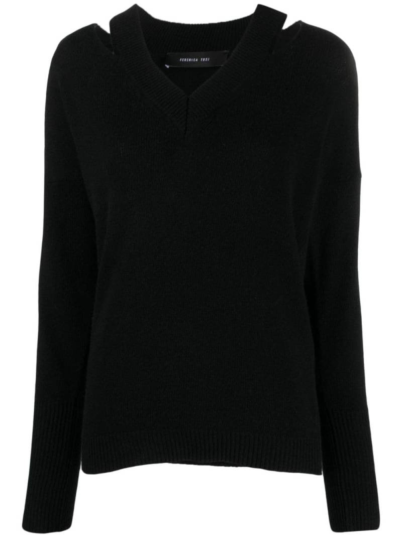 Federica Tosi cut-out long-sleeved jumper - Black von Federica Tosi