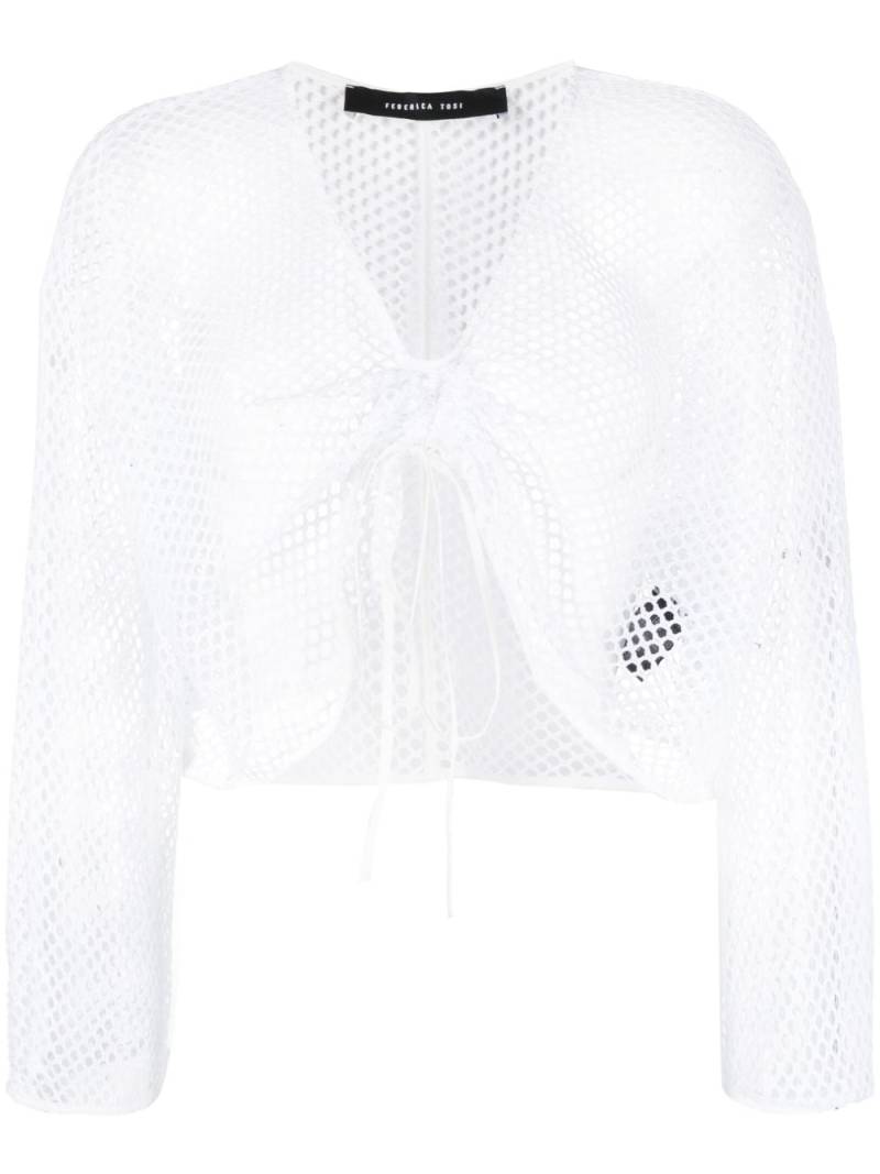 Federica Tosi V-neck pointelle-knit top - White von Federica Tosi