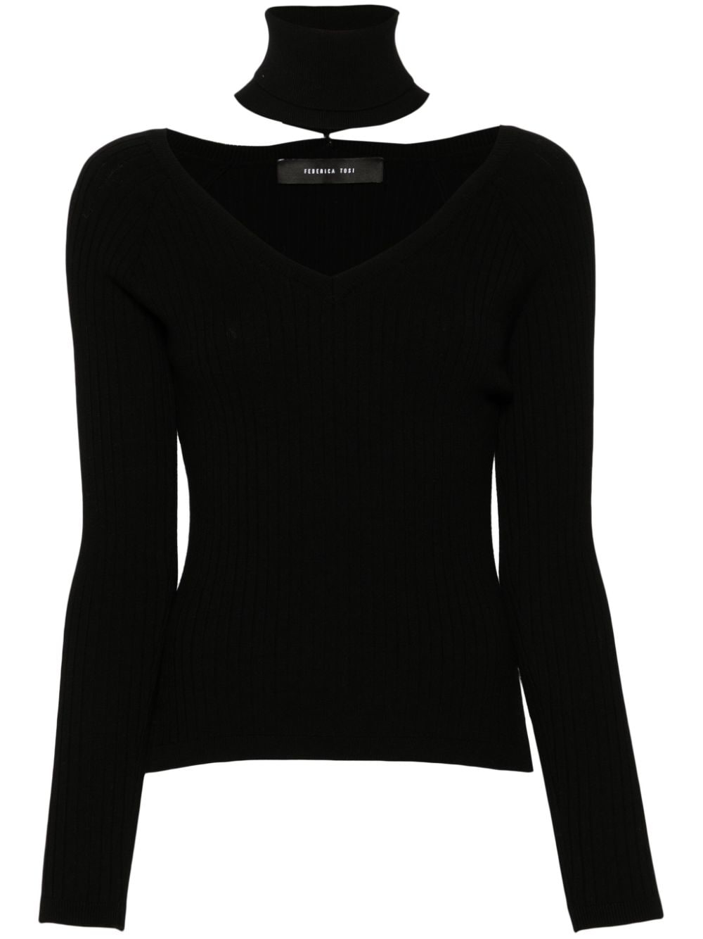 Federica Tosi detachable-turtleneck ribbed sweater - Black von Federica Tosi