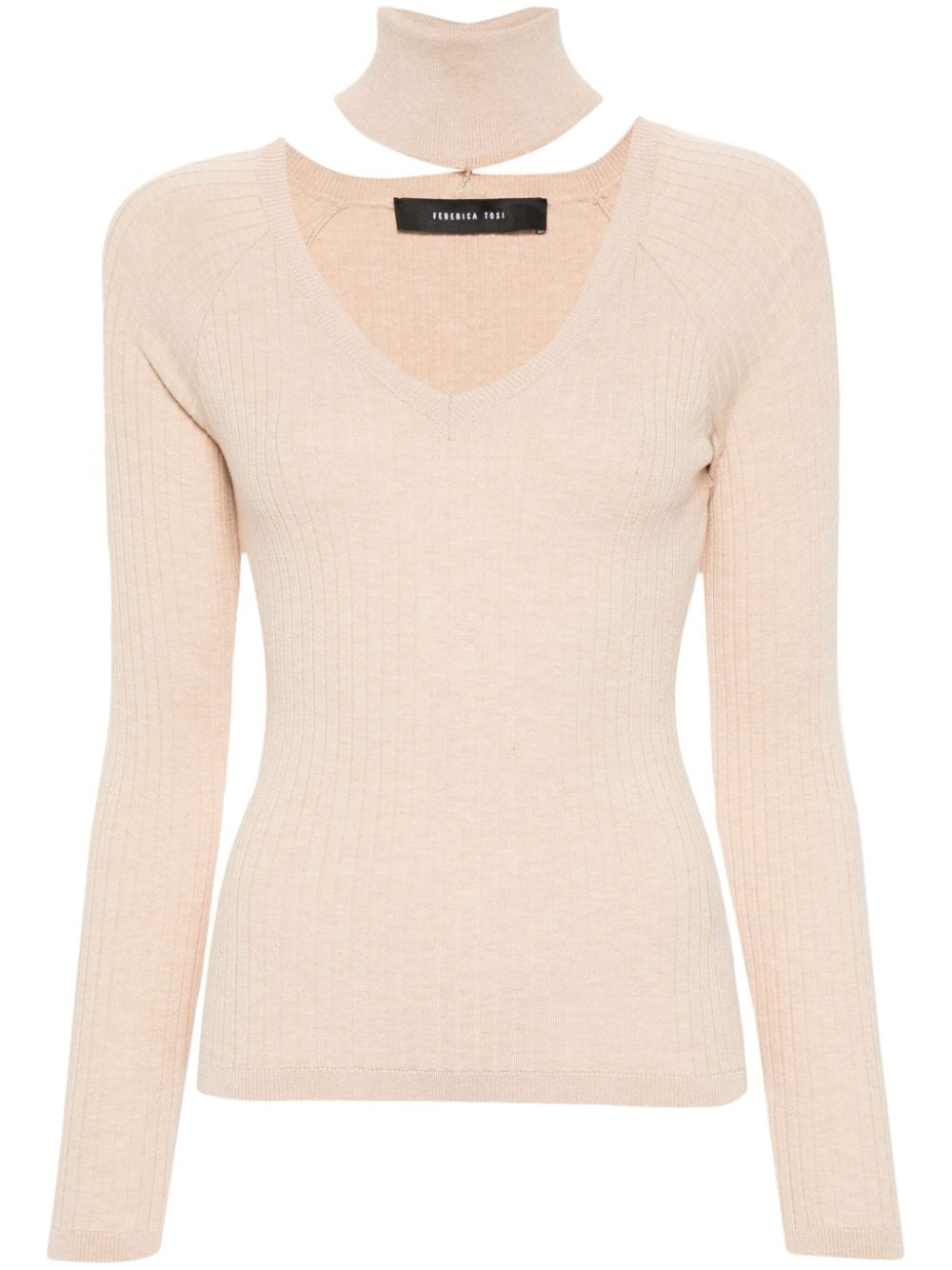 Federica Tosi detachable-turtleneck ribbed sweater - Neutrals von Federica Tosi