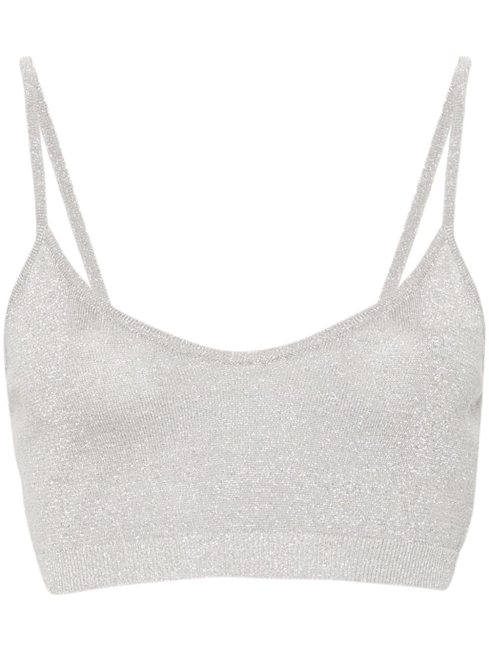 Federica Tosi metallic-threading crop top - Grey von Federica Tosi