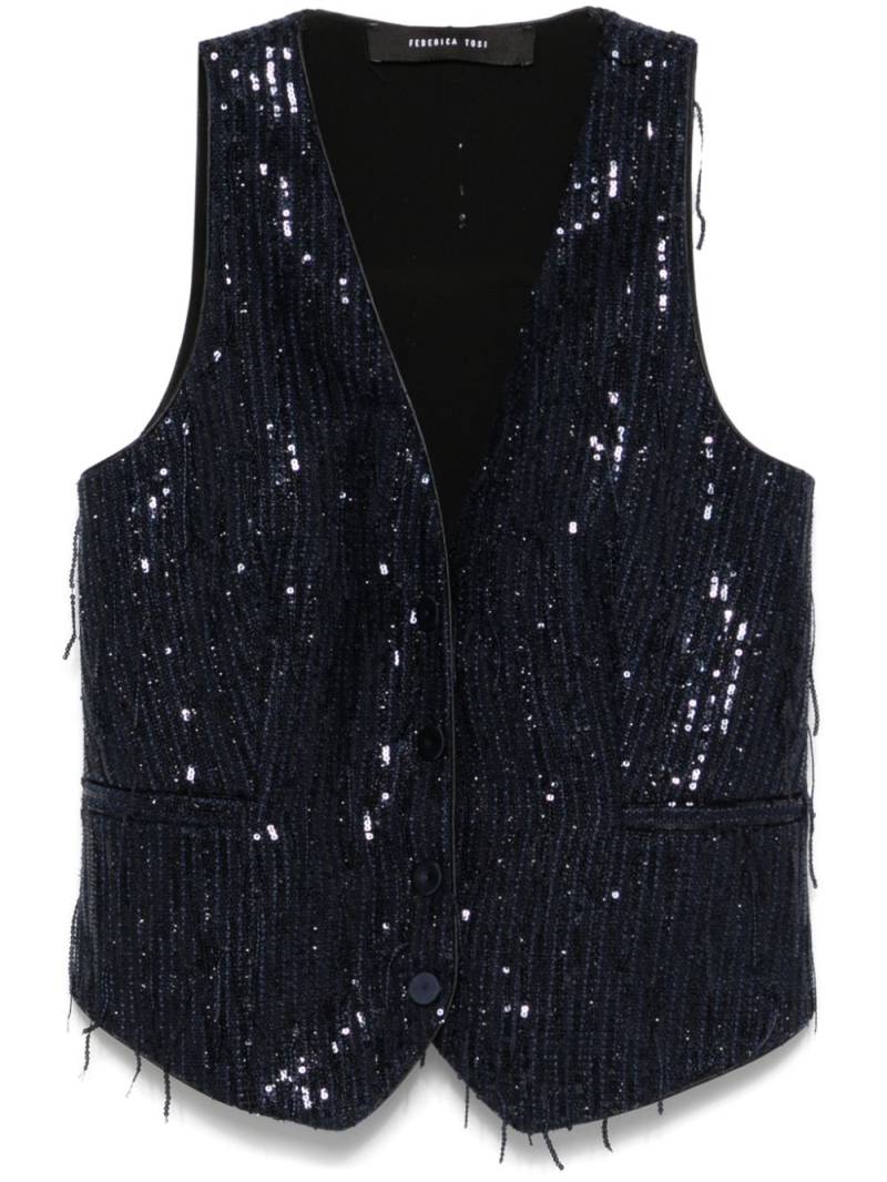 Federica Tosi sequinned waistcoat - Blue von Federica Tosi