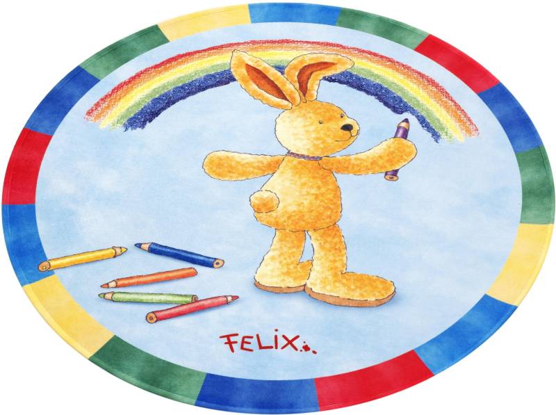 Felix der Hase Kinderteppich »FE-412 Regenbogen«, rund, 6 mm Höhe, Stoff Druck, weiche Mircofaser, Kinderzimmer von Felix der Hase