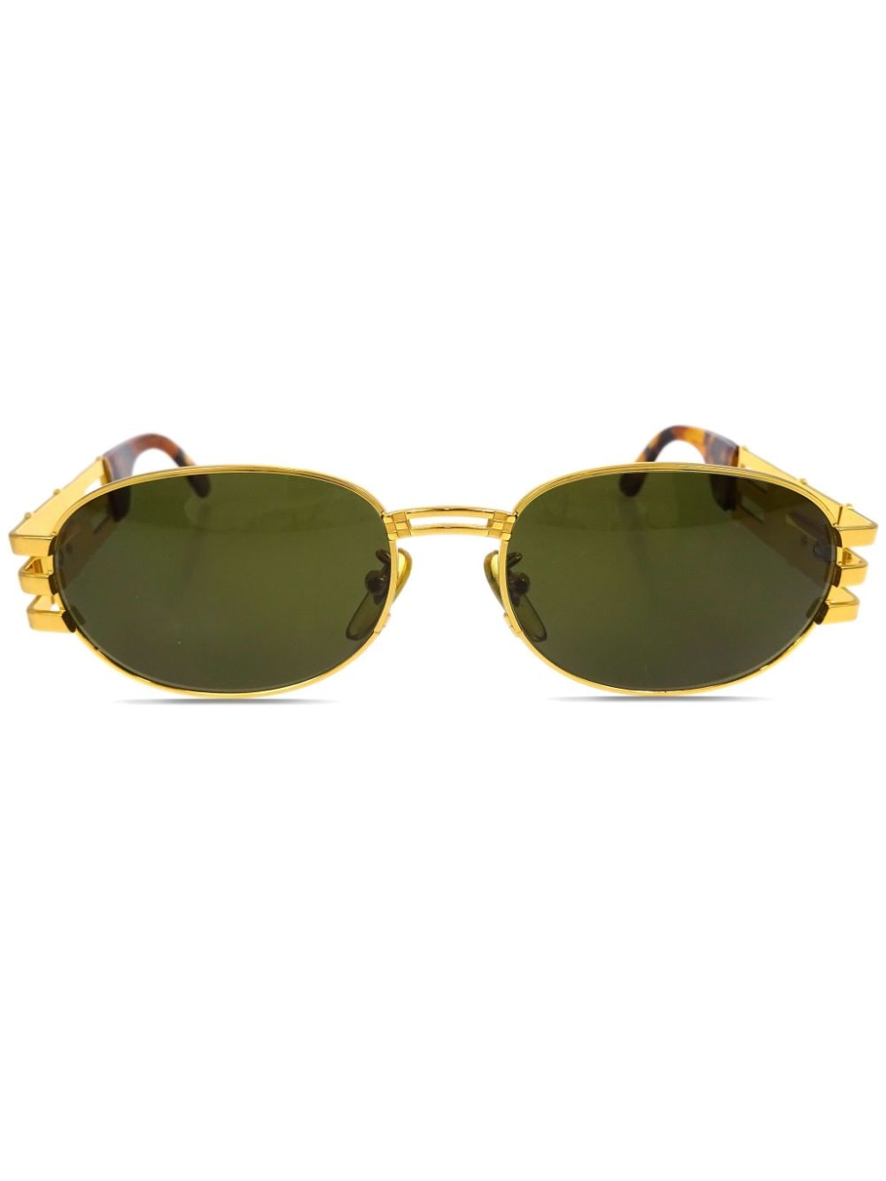 Fendi Pre-Owned 1990-2000 decorated arms oval-framed sunglasses - Gold von Fendi Pre-Owned