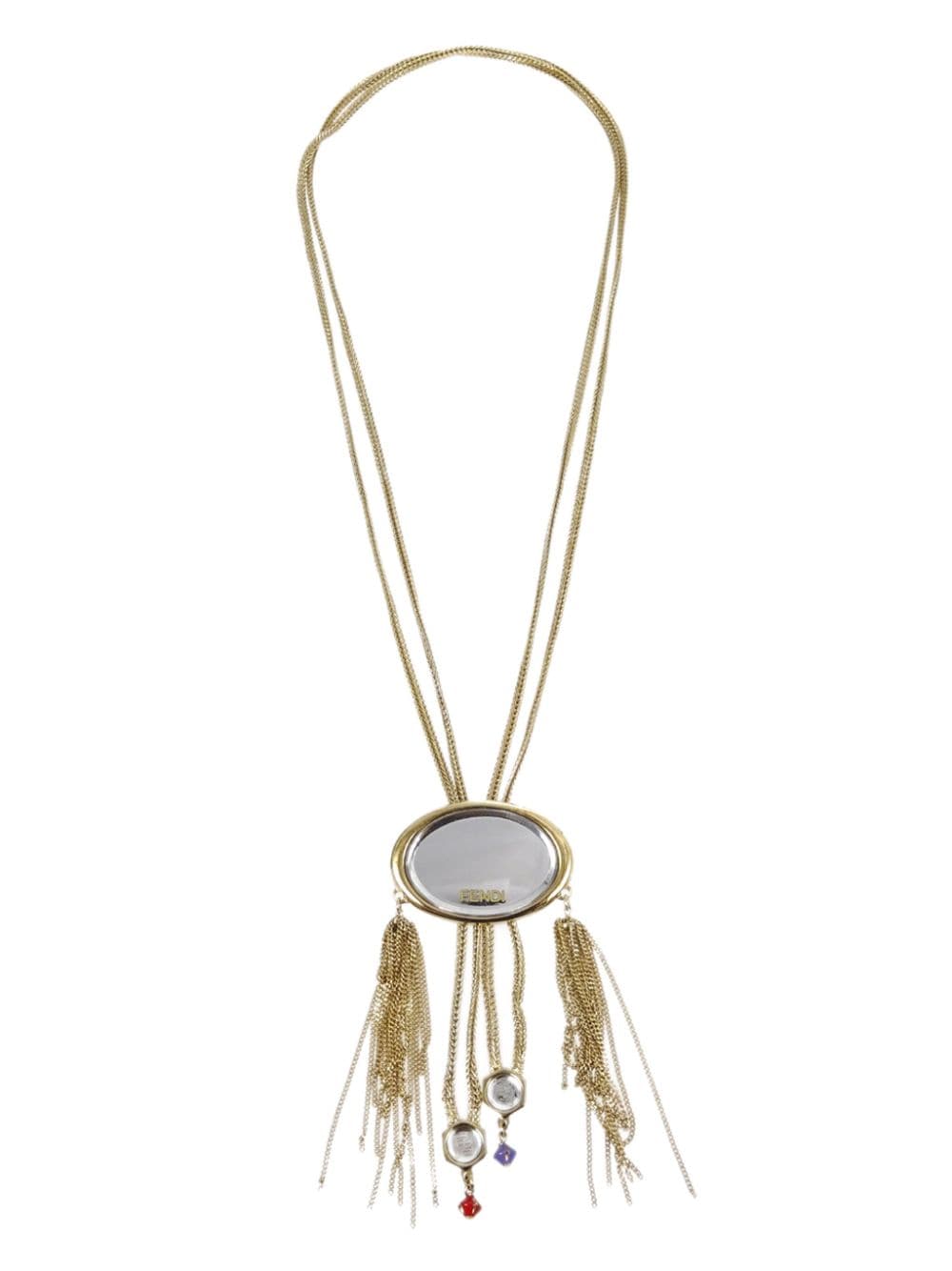 Fendi Pre-Owned 1990-2000 fringed mirror pendant neckalce - Gold von Fendi Pre-Owned