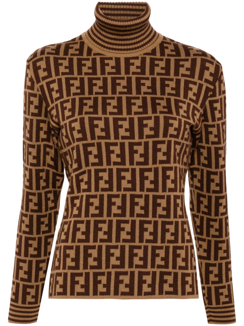 Fendi Pre-Owned 1990-2000s Zucca-intarsia merino jumper - Brown von Fendi Pre-Owned