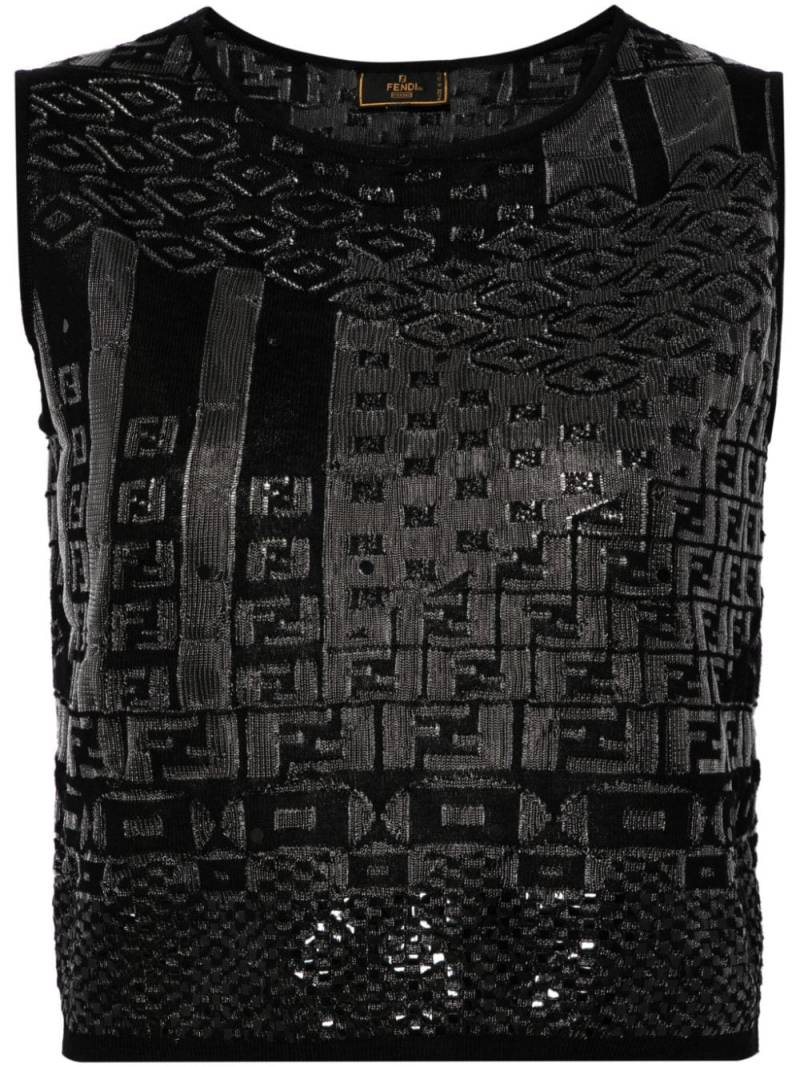 Fendi Pre-Owned 1990-2000s Zucca-jacquard sleeveless top - Black von Fendi Pre-Owned