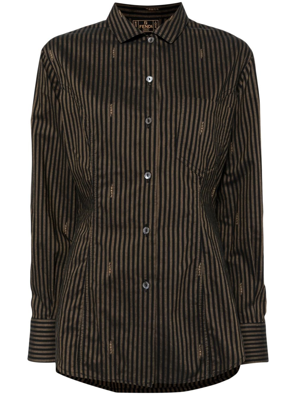 Fendi Pre-Owned 1990-2000s striped cotton shirt - Brown von Fendi Pre-Owned