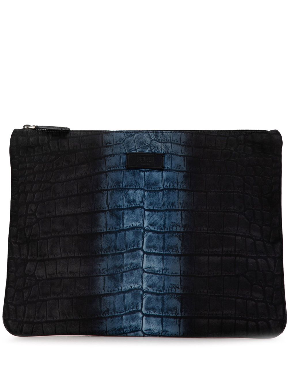 Fendi Pre-Owned 2000-2010 Croc Print Nylon clutch bag - Black von Fendi Pre-Owned