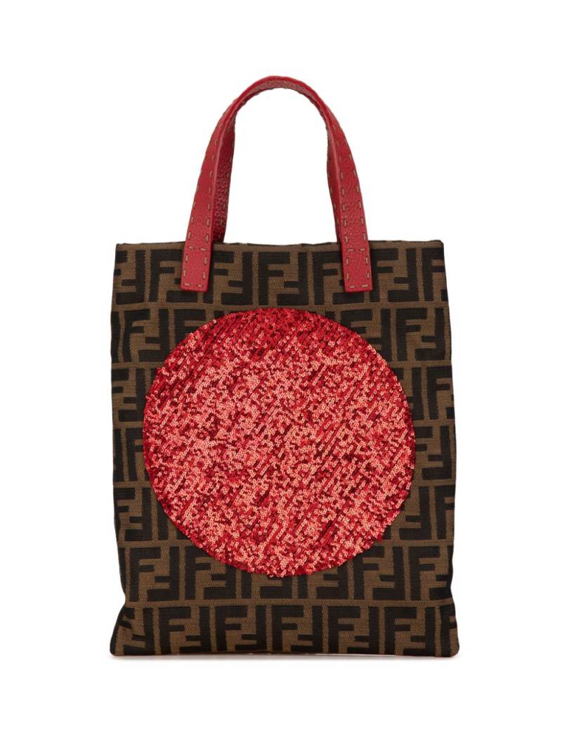 Fendi Pre-Owned 2000-2010 Zucca Canvas Sequins tote bag - Red von Fendi Pre-Owned