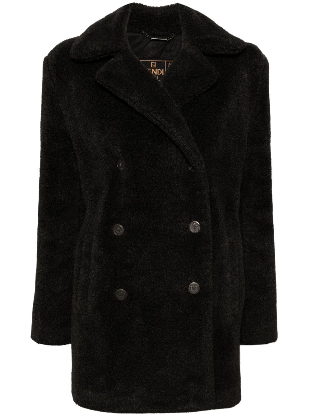 Fendi Pre-Owned 2000s double-breasted plush coat - Black von Fendi Pre-Owned