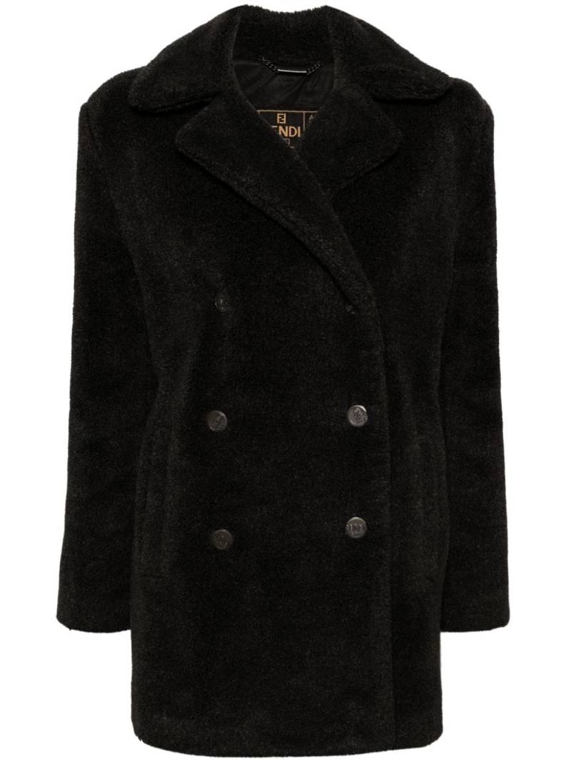 Fendi Pre-Owned 2000s double-breasted plush coat - Black von Fendi Pre-Owned