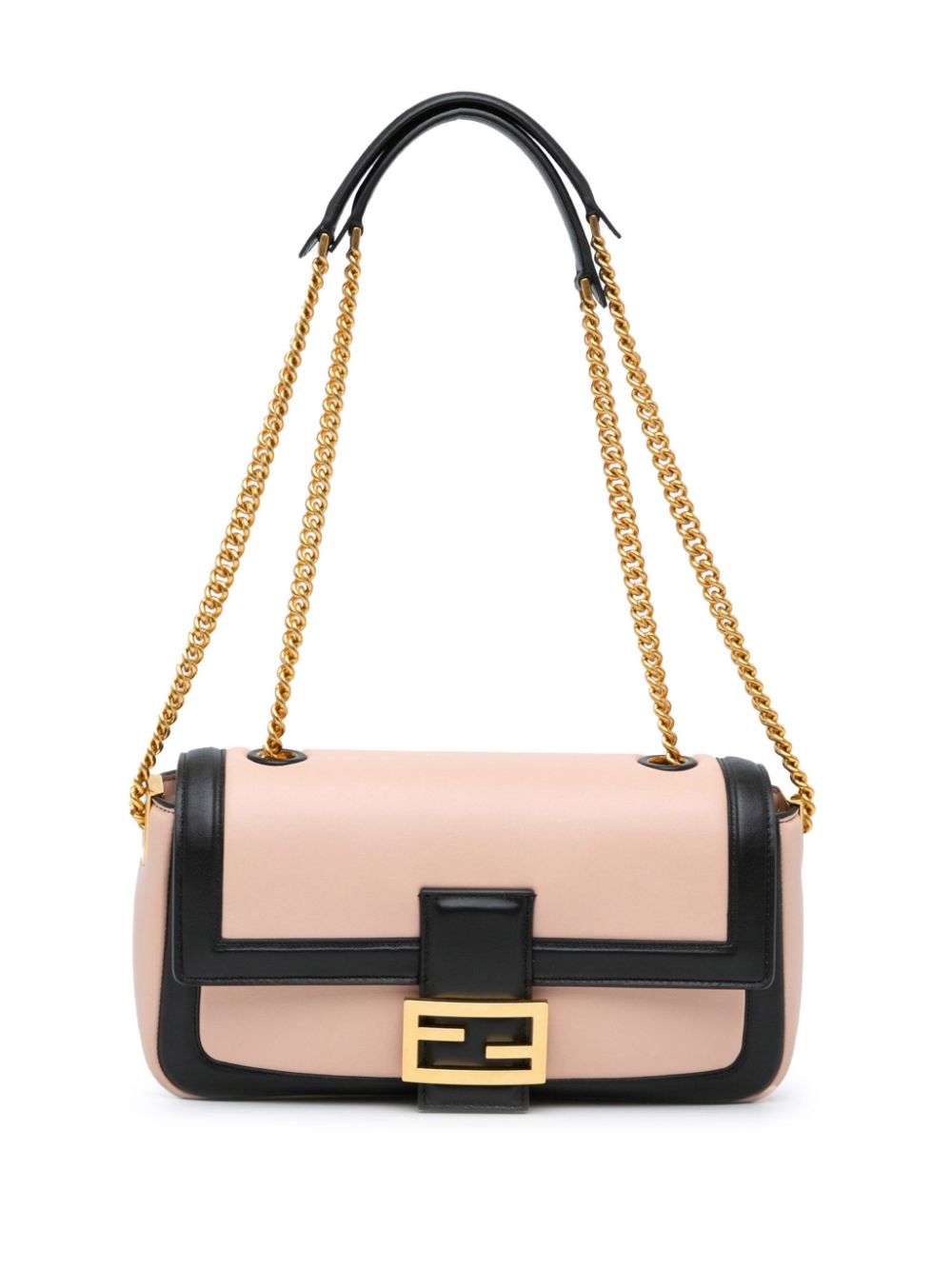 Fendi Pre-Owned 2010-2023 Bicolor Leather Chain Midi baguette shoulder bag - Black von Fendi Pre-Owned