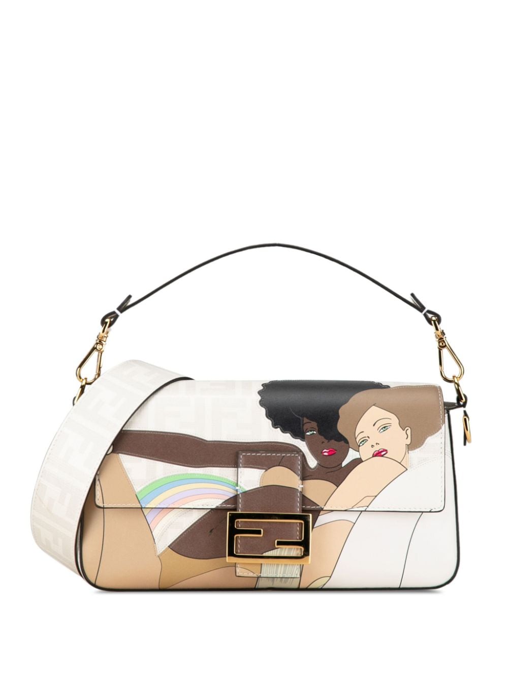 Fendi Pre-Owned 2010-2023 Bikini Girls Zucca Baguette satchel - White von Fendi Pre-Owned