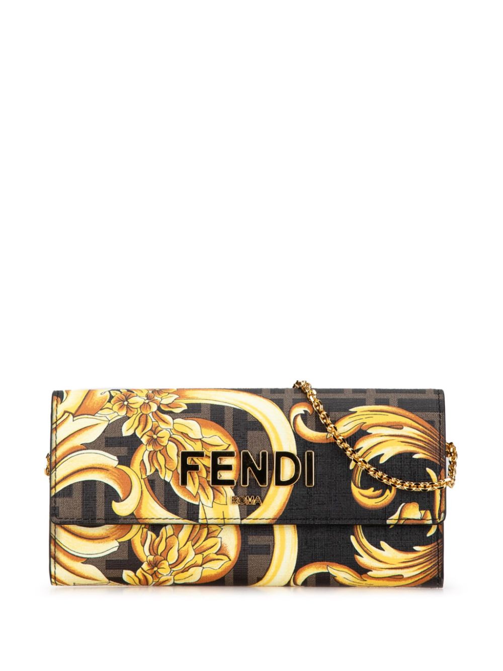 Fendi Pre-Owned 2010-2023 Versace Fendace Coated Canvas FF Baroque Print Wallet On Chain crossbody bag - Brown von Fendi Pre-Owned