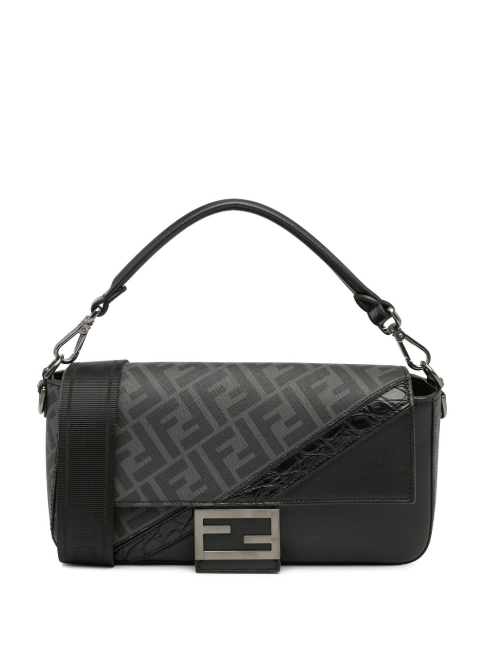 Fendi Pre-Owned 2010-2023 Zucca Coated Canvas And Calfskin Baguette satchel - Black von Fendi Pre-Owned