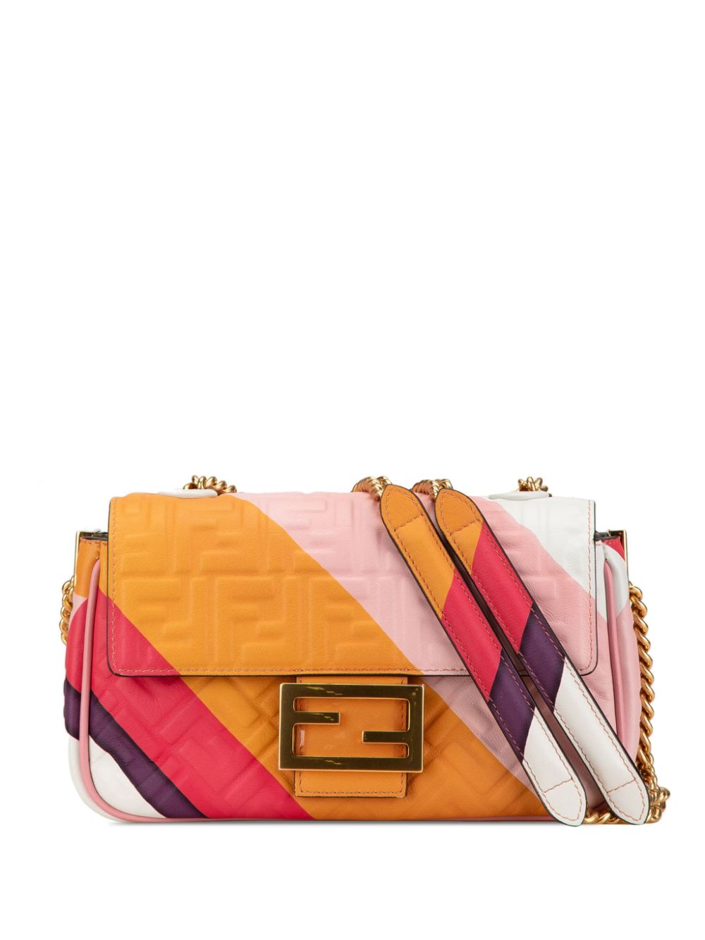 Fendi Pre-Owned 2010-2023 Zucca Embossed Chain Midi baguette shoulder bag - Pink von Fendi Pre-Owned