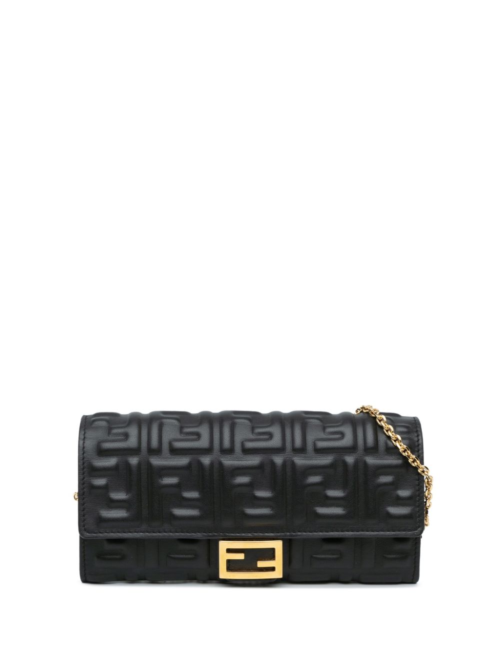 Fendi Pre-Owned 2010-2023 Zucca Embossed Leather Wallet On Chain crossbody bag - Black von Fendi Pre-Owned