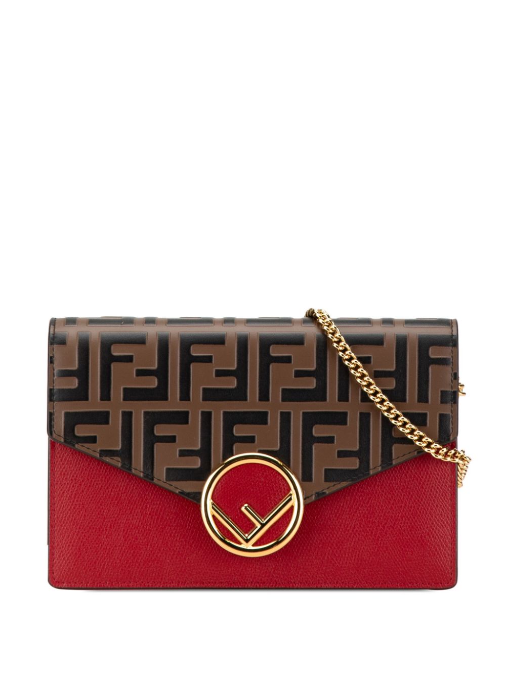 Fendi Pre-Owned 2010-2024 F Is Fendi Zucca Leather Wallet On Chain crossbody bag - Red von Fendi Pre-Owned