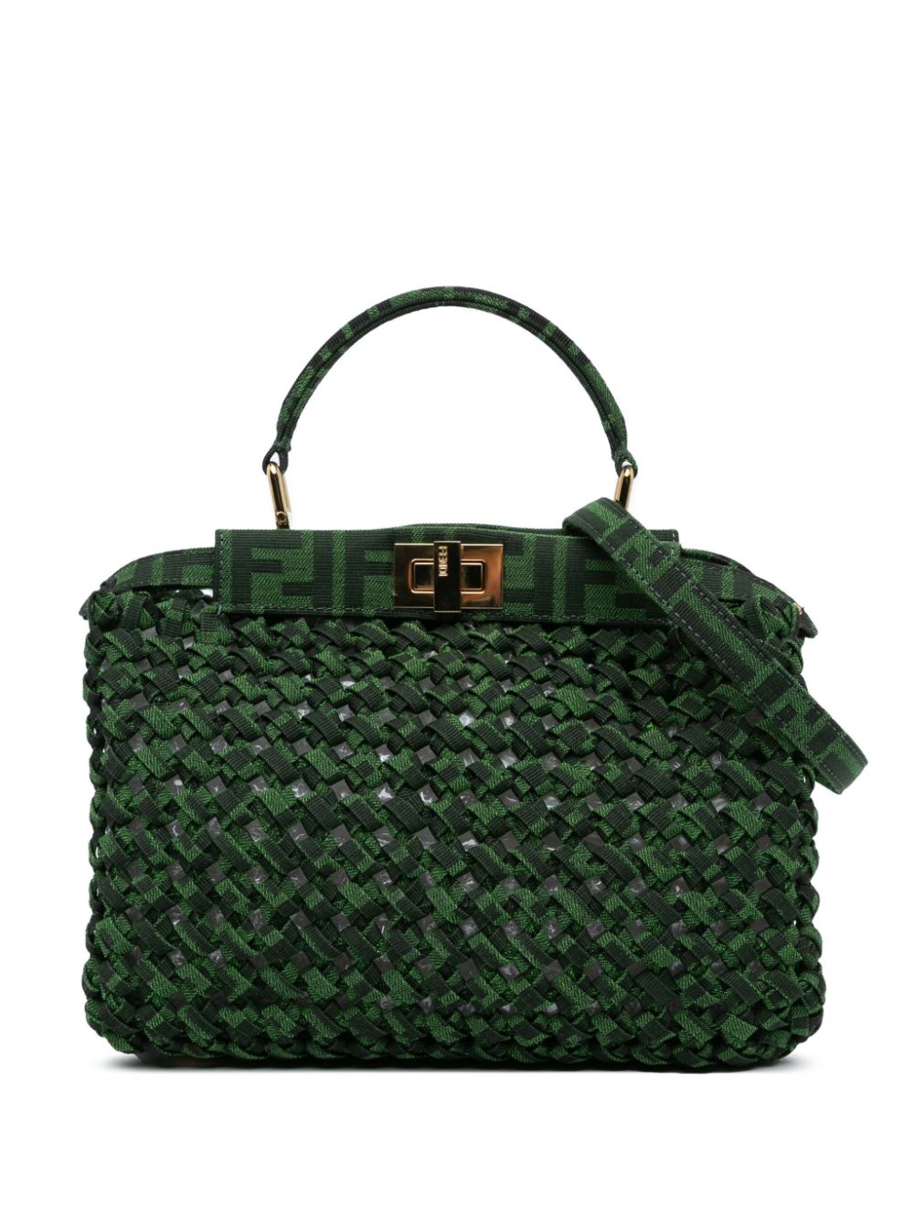 Fendi Pre-Owned 2010-2024 Mini Zucca Interlaced Canvas Iconic Peekaboo satchel - GREEN von Fendi Pre-Owned