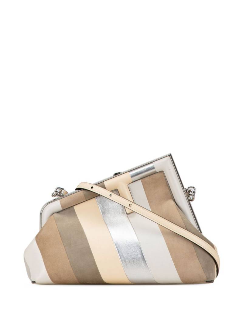 Fendi Pre-Owned 2010-2024 Small Fendi First Leather and Suede Striped crossbody bag - Brown von Fendi Pre-Owned