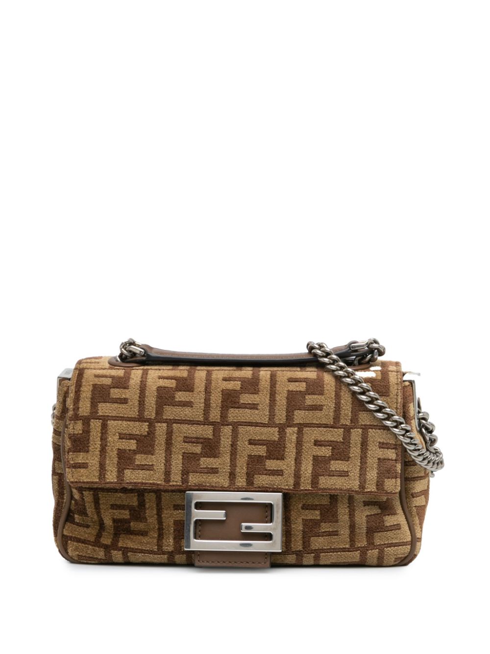 Fendi Pre-Owned 2010-2024 Zucca Wool Chain Midi baguette shoulder bag - Brown von Fendi Pre-Owned