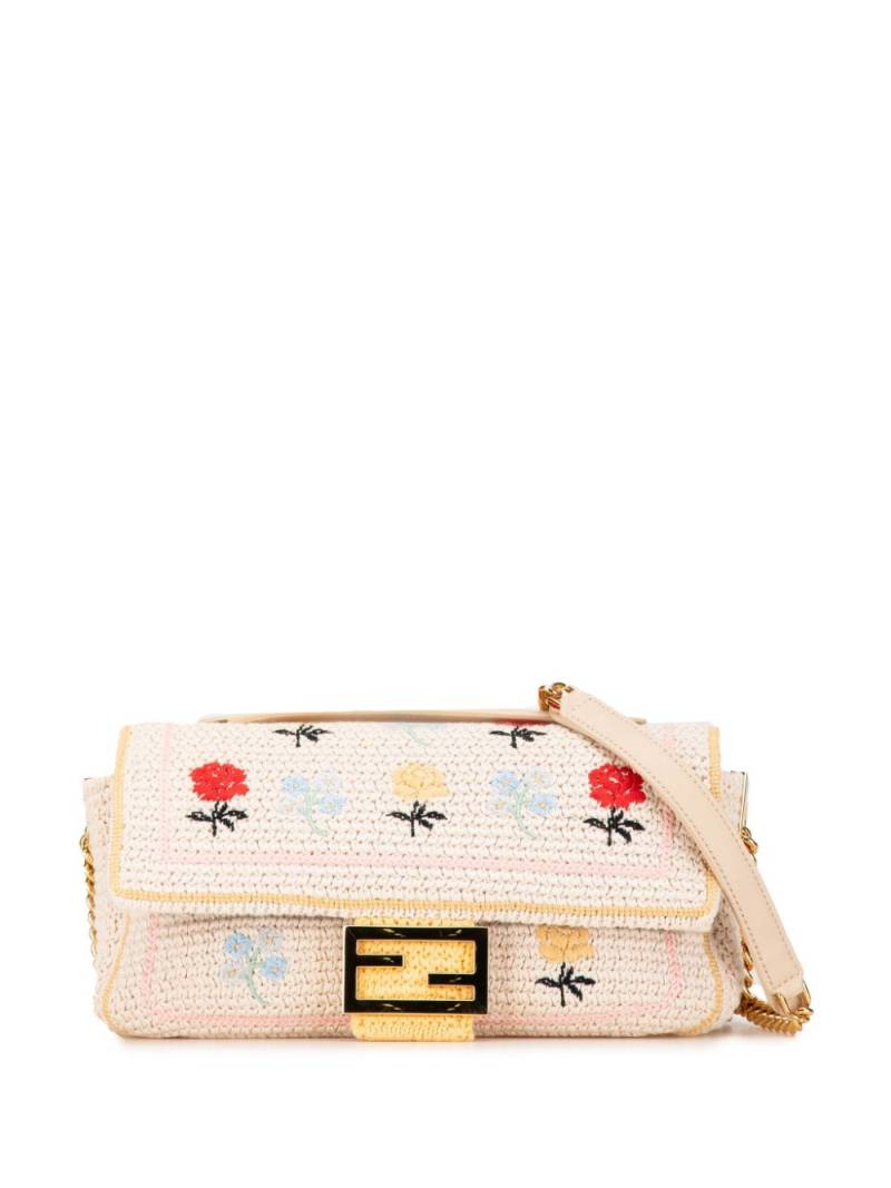 Fendi Pre-Owned 2012-2022 Embroidered Crochet uette shoulder bag - White von Fendi Pre-Owned