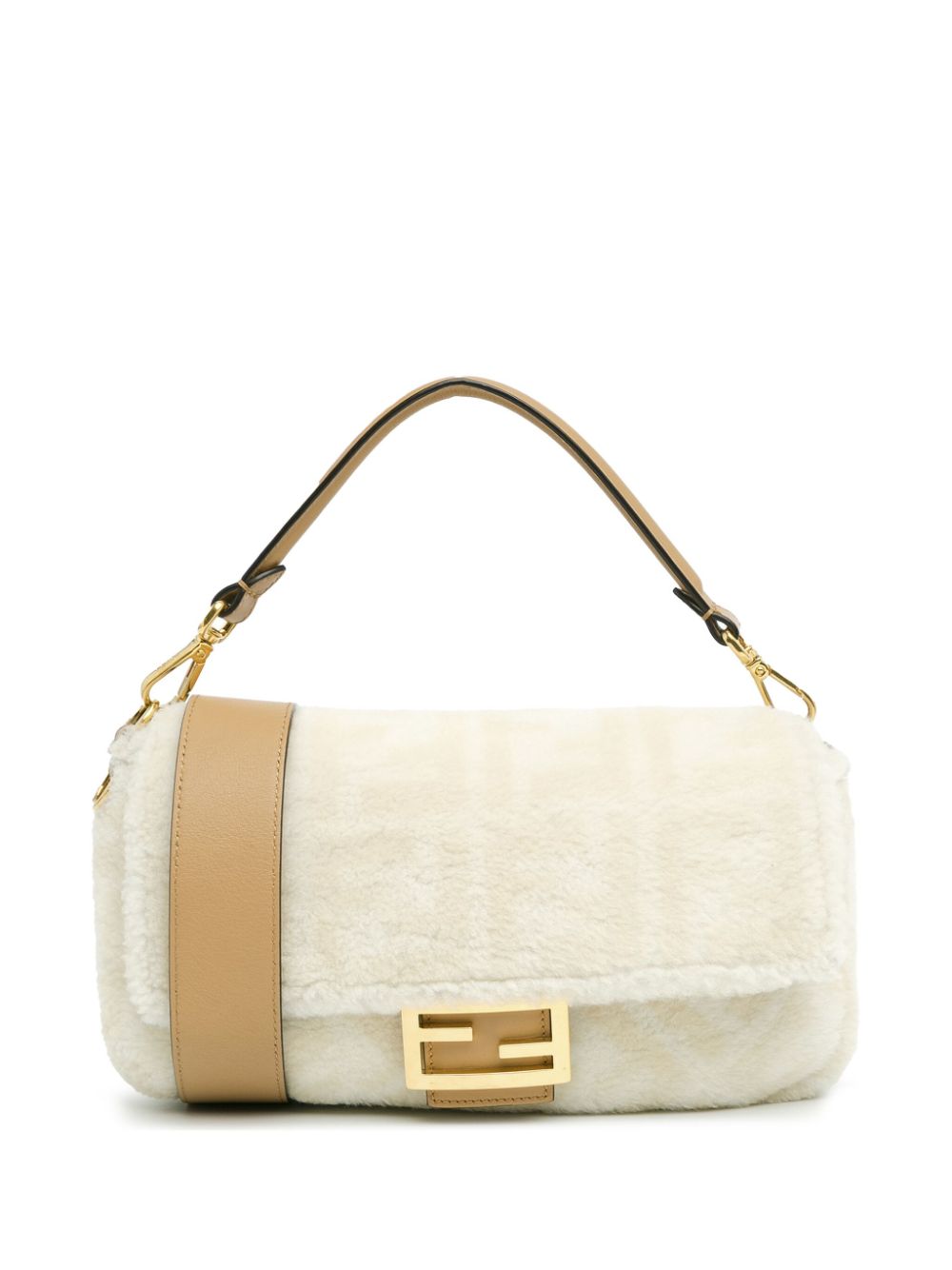 Fendi Pre-Owned 2012-2024 Small Zucca Shearling Baguette satchel - White von Fendi Pre-Owned