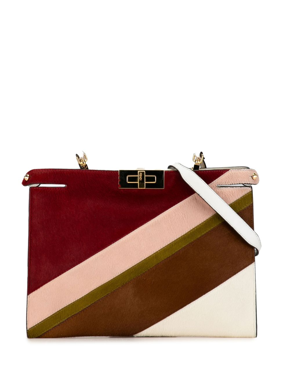 Fendi Pre-Owned 2015-2022 Pony Hair and Leather Peekaboo Clutch crossbody bag - Red von Fendi Pre-Owned