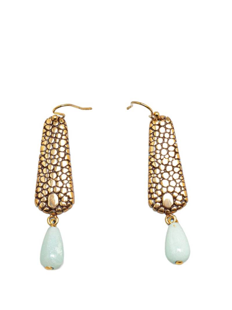 Fendi Pre-Owned 20th Century Gold Plated Turquoise French Hook costume earrings von Fendi Pre-Owned