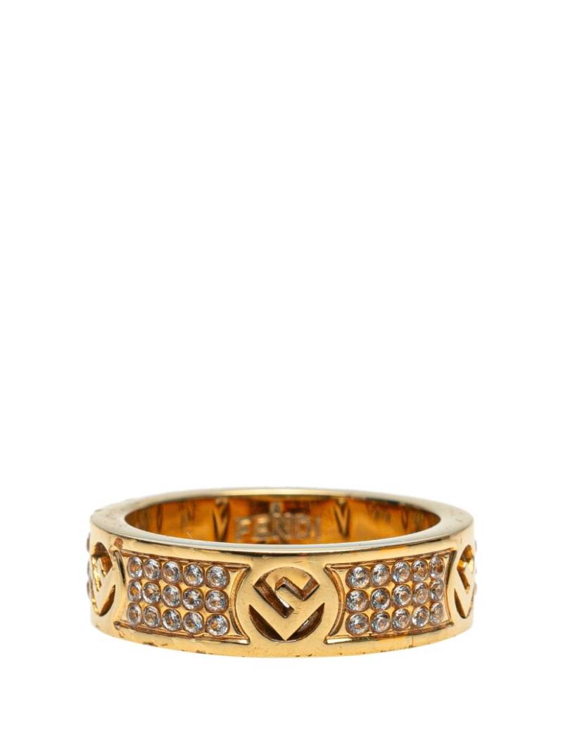 Fendi Pre-Owned 21th Century Gold Plated F Is Fendi Crystal Band costume ring von Fendi Pre-Owned