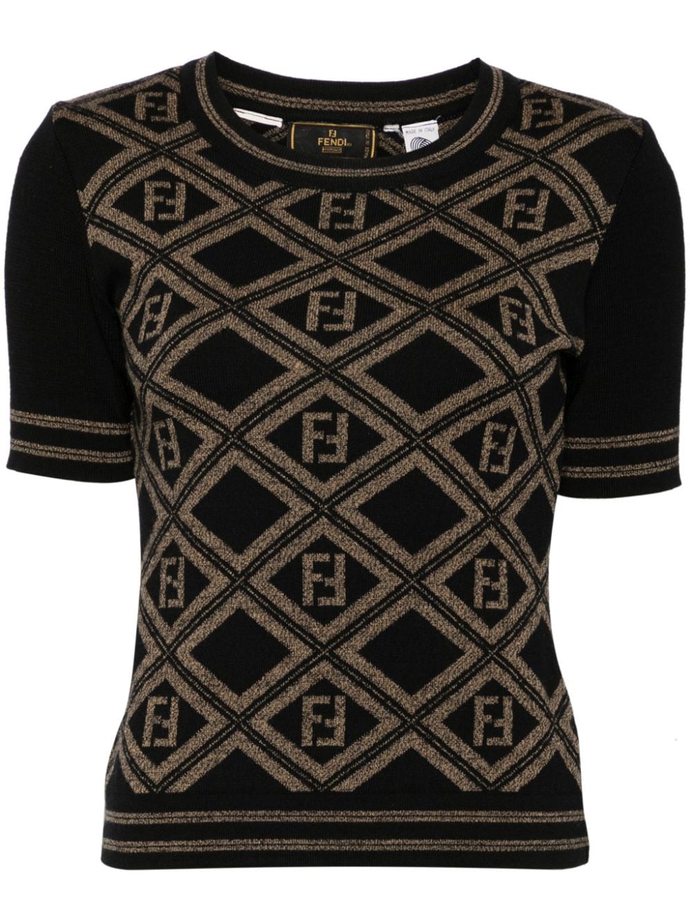 Fendi Pre-Owned Zucca-jacquard wool knitted top - Black von Fendi Pre-Owned