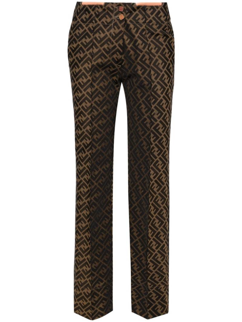 Fendi Pre-Owned Zucca-pattern low-rise tailored trousers - Brown von Fendi Pre-Owned