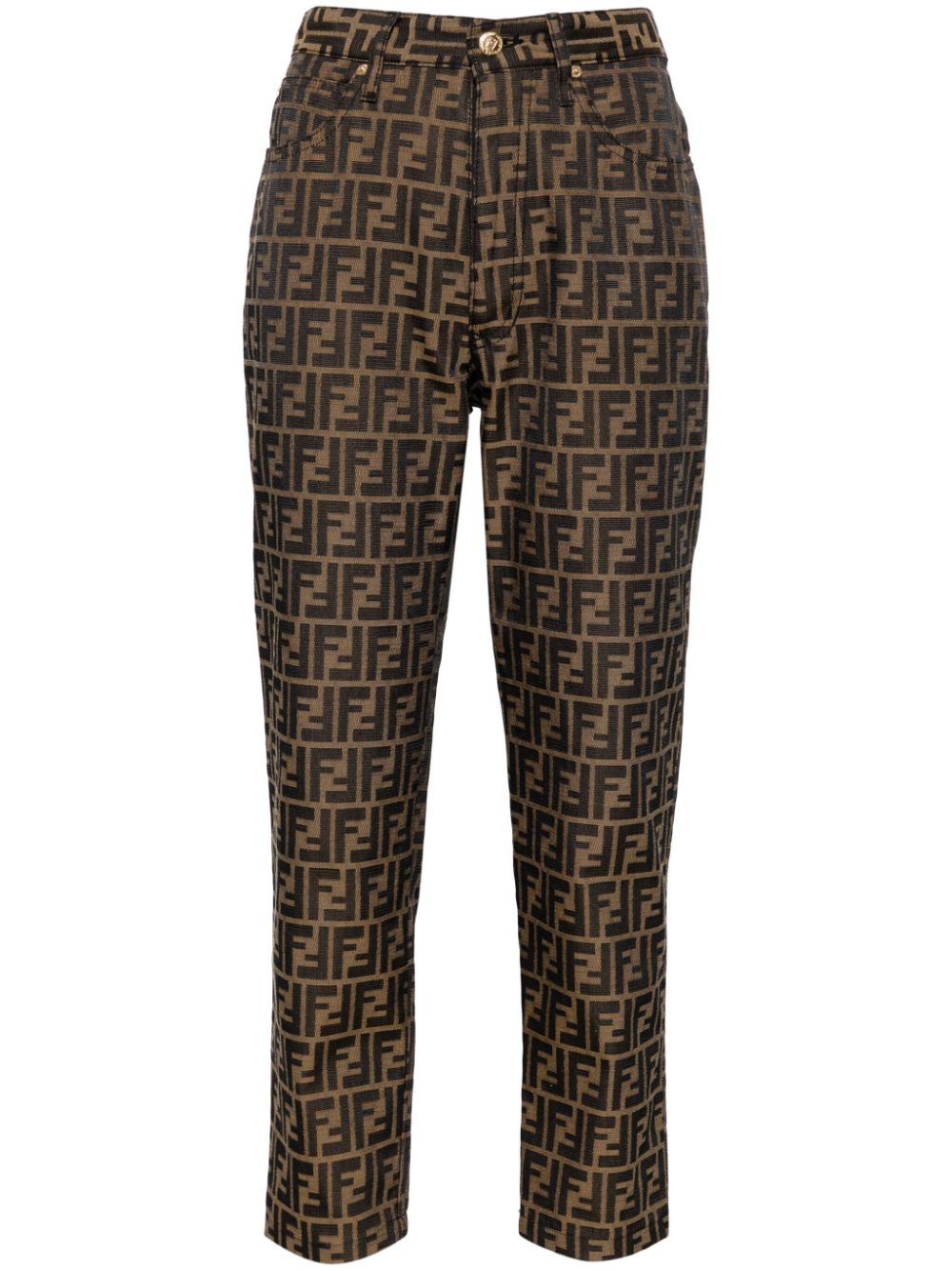 Fendi Pre-Owned Zucca-print cropped jeans - Brown von Fendi Pre-Owned