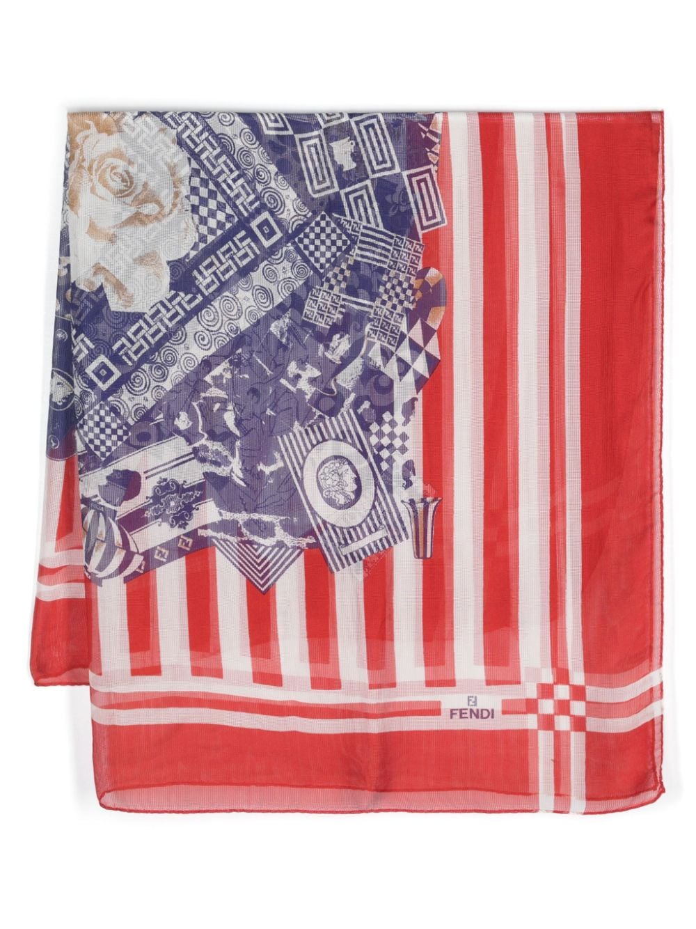 Fendi Pre-Owned mix-print silk scarf - Red von Fendi Pre-Owned