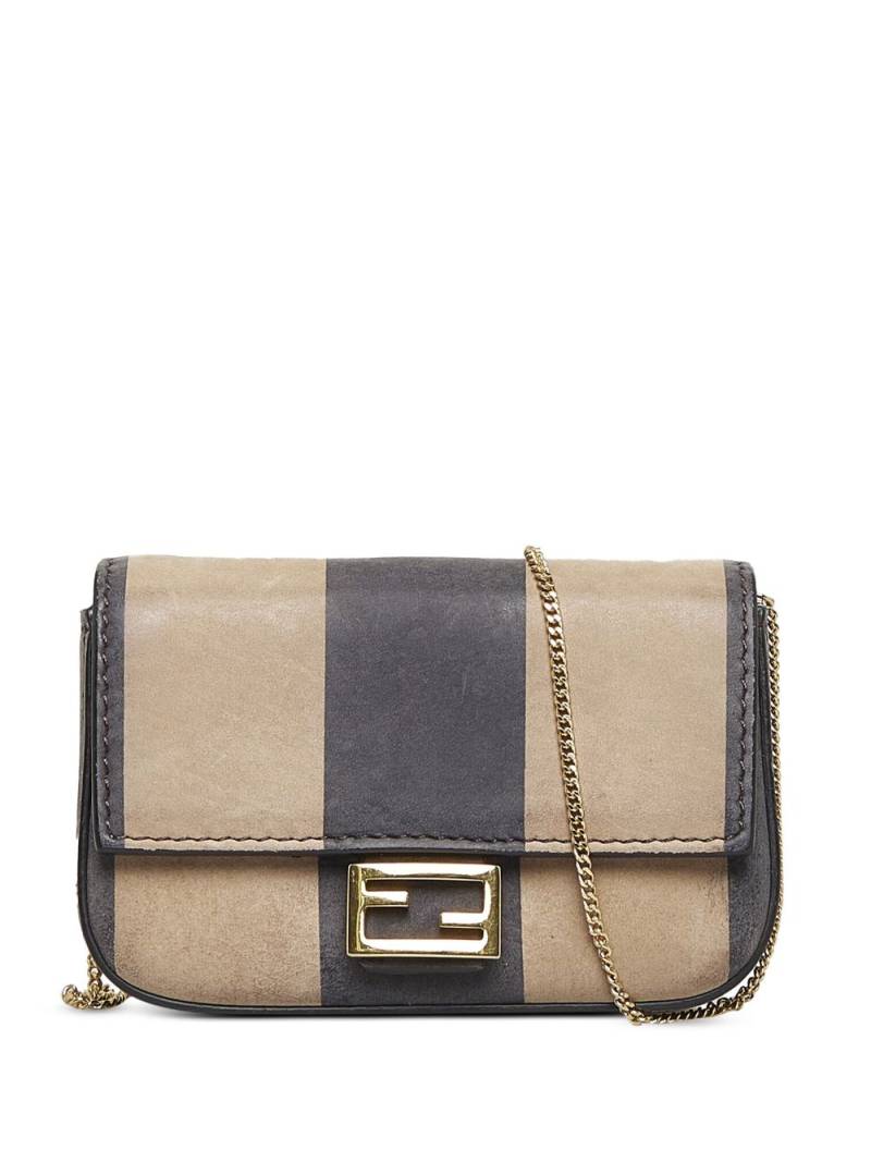 Fendi Pre-Owned nano Pequin stripe Baguette mini bag - Brown von Fendi Pre-Owned