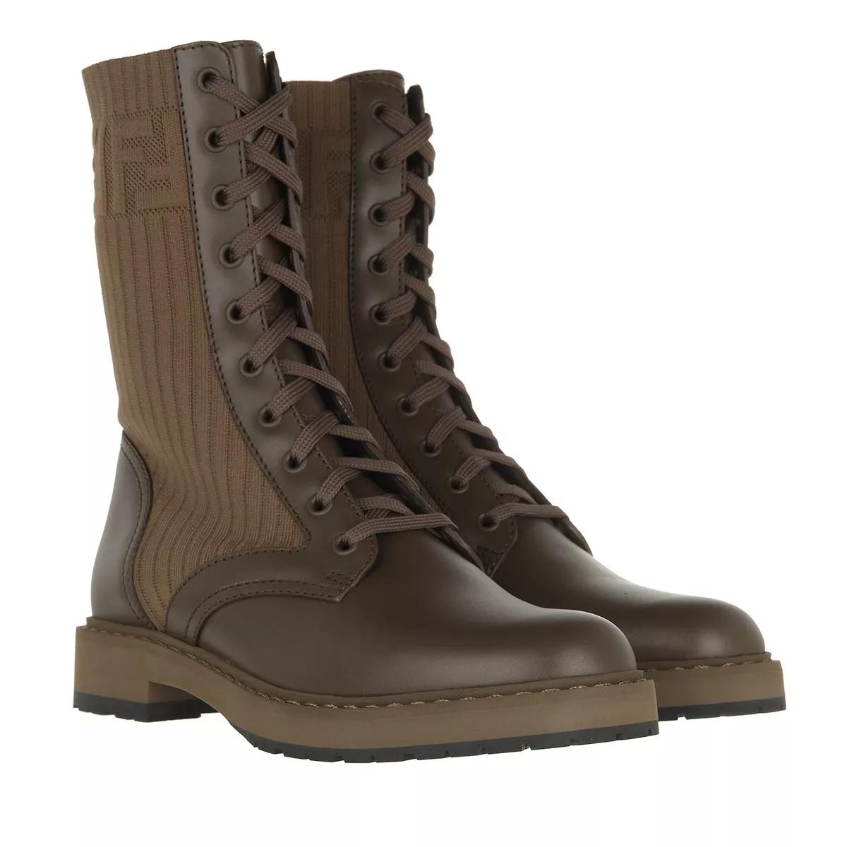 Fendi Boots & Stiefeletten - Rockoko Biker Boots - Gr. 38 (EU) - in Braun - für Damen von Fendi